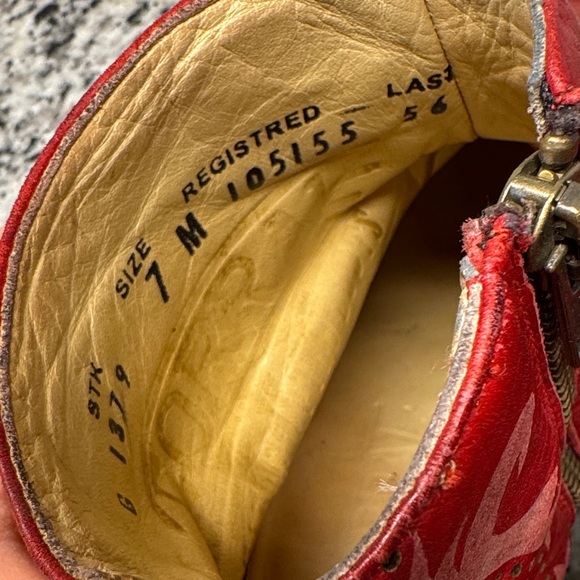Women's Red Leather Western Ankle Booties - Stylish Embossed Design - Picture 12 of 16